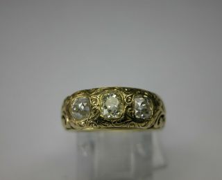 ANTIQUE VICTORIAN 18K GOLD OLD CUT DIAMOND WEDDING BAND RING 3
