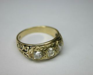 ANTIQUE VICTORIAN 18K GOLD OLD CUT DIAMOND WEDDING BAND RING 4