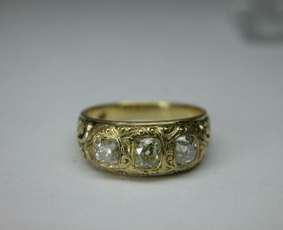 ANTIQUE VICTORIAN 18K GOLD OLD CUT DIAMOND WEDDING BAND RING 7