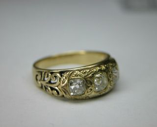 ANTIQUE VICTORIAN 18K GOLD OLD CUT DIAMOND WEDDING BAND RING 8