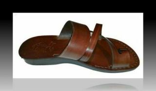 Brown Leather Greek Roman Holy Land Flat Ancient Sandals Unisex Us 5 - 12 Eu 36 - 46