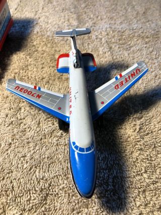 Vintage United Airlines Tin Friction Toy Set Plane & Truck Made In Japan 2