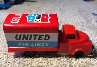 Vintage United Airlines Tin Friction Toy Set Plane & Truck Made In Japan 6