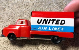 Vintage United Airlines Tin Friction Toy Set Plane & Truck Made In Japan 8