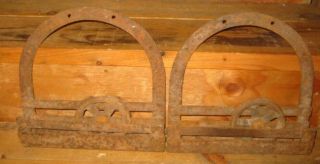 Vintage Cast Iron Rustic Barn Door Roller Horseshoe Hangers Hardware