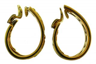 CARTIER Yellow Gold Hoop EARRINGS Authentic Signed 4