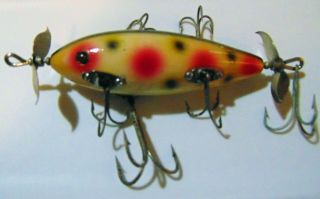 Heddon 6 Hook Vintage Fishing Lure - Strawberry Color 3