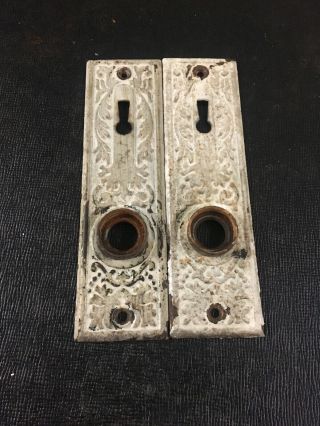 Set of 2 Vintage/Antique Victorian Brass Door Knob Back Plates 24 2