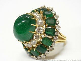 BIG 28ct Natural Emerald 6.  30ct Fine Diamond 18k Gold Ring 50 ' s Giant Statement 2