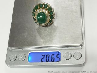 BIG 28ct Natural Emerald 6.  30ct Fine Diamond 18k Gold Ring 50 ' s Giant Statement 8