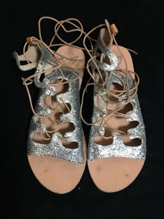 Ancient Greek Sandals - Antigone Sandals In Silver Glitter - Sz 39