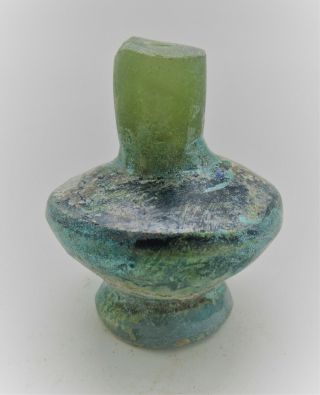 Rare Ancient Roman Iridescent Glass Poison Bottle Circa 100 - 300ad