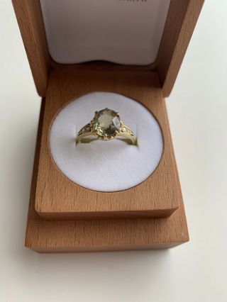 Solitaire Round Engagement Vintage Estate 18kt Gold And Peridot Ring