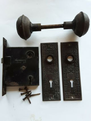 Vintage Mortise Lockset With Matching Knobs & Plates Door Hardware