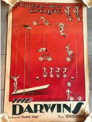 The Darwin’s Cycling Bicycle Circus Vintage Poster 1910 - 1920
