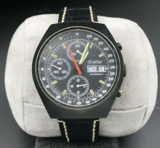 Vintage Gallet Multichron 12 Chronograph Valjoux 7754 Black Pvd Pilot Watch