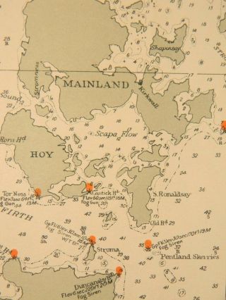 1943 Scapa Flow Orkneys Shetland Rare War Preliminary Chart Brit.  Adm.  (219)