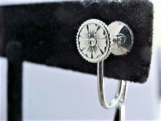 Art Deco 1 1/2 carat tw Diamond & Onyx Screw Back Earrings in 18K White Gold 11