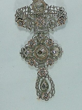 Rare Antique Georgian Rose Cut Diamond " La Jeanette " Pendant Brooch Circa 1790