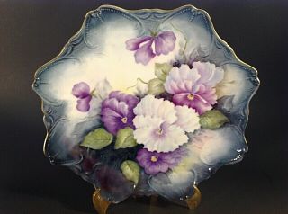 Vintage Scalloped Cabinet Plate.  Hand Painted Signed Ruth Seeman.  10 1/4 "