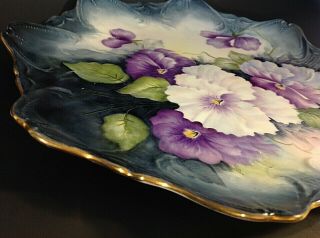 VINTAGE SCALLOPED CABINET PLATE.  HAND PAINTED SIGNED RUTH SEEMAN.  10 1/4 