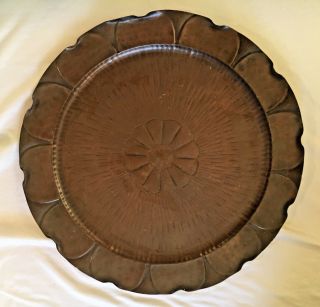 Large Antique Hammered Copper Arts & Crafts Tray Craftsman Studios 604 Daisy