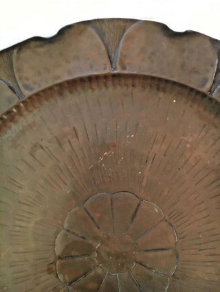 Large Antique HAMMERED COPPER ARTS & CRAFTS TRAY Craftsman Studios 604 Daisy 2