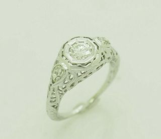 Estate 18K Gold 1.  00ctw G - VS2 Old - Mine Diamond w/Rose Cut Accent Engagement Ring 2