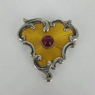 Vintage Russian Silver Enamel Brooch Pin