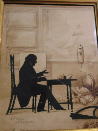 C.  1841 Exquisite Antique Silhouette With Watercolor Painting Background