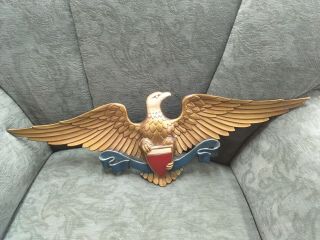 Vintage Signed Sexton Lg Usa Eagle Cast Metal Wall Plaque 27 " W X 9 " H 1950 - 60 
