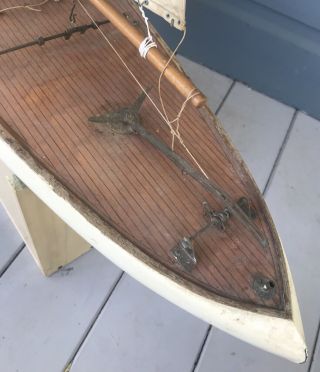 Vintage 1950s 50/800 Marblehead Wooden Pond Yacht Model Sail Boat Sailboat 12