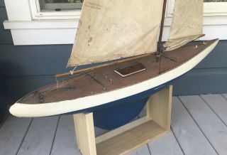 Vintage 1950s 50/800 Marblehead Wooden Pond Yacht Model Sail Boat Sailboat 6