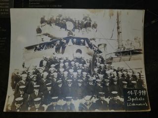 Wwi Us Navy Photograph Of The Uss Schley Crew With Two Names Written