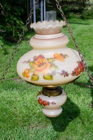 Vtg Gone With The Wind Style Hanging Swag Hurricane Chandelier Lamp Light