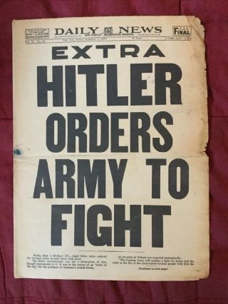 Start Of World War II - Nazi Germany Attacks Poland - 3 1939 York Daily News 2