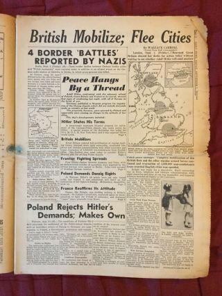 Start Of World War II - Nazi Germany Attacks Poland - 3 1939 York Daily News 4