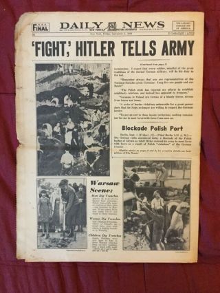 Start Of World War II - Nazi Germany Attacks Poland - 3 1939 York Daily News 6