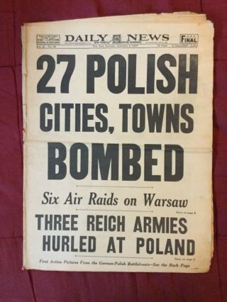 Start Of World War II - Nazi Germany Attacks Poland - 3 1939 York Daily News 7