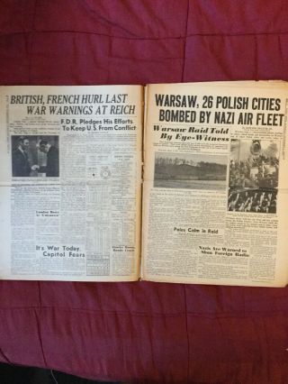 Start Of World War II - Nazi Germany Attacks Poland - 3 1939 York Daily News 8