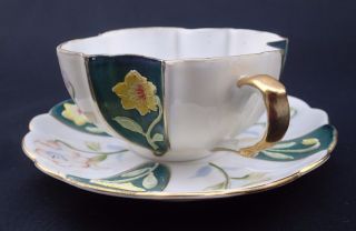 Vintage Merit Tea Cup Saucer Set Made in Occupied Japan Green 4