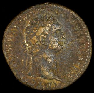 81 - 96 Ad Domitian Sestertius Scales Corucopia Ancient Roman Coin