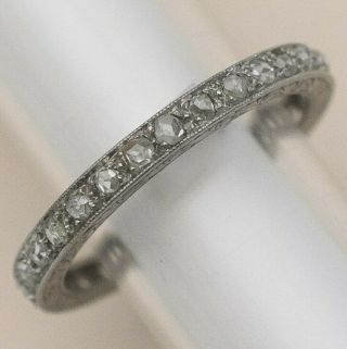 Vintage Art Deco Platinum Rose Cut Diamond Stacker Eternity Band Ring