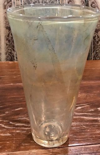 Rare Art Glass Smokey Amber Ice Vase From Estate In Corning Ny 8.  75” Tall