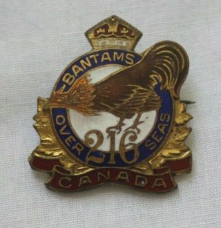Wwi Bantams Over Seas 216th Battalion Canadian Expeditionary Force Enameled Pin