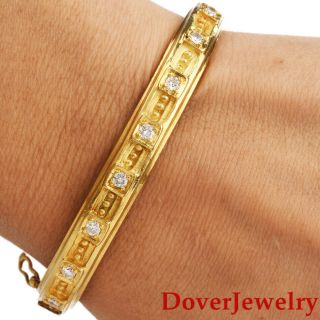 Estate 1.  70ct Diamond 18k Yellow Gold Bead Bangle Bracelet 37.  9 Grams Nr