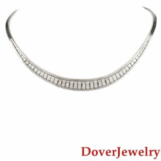 Estate Diamond 14k White Gold Link Necklace 39.  3 Grams Nr