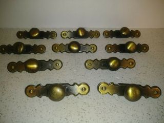 10 Vintage Brass Kitchen Drawer Cabinet Pull Knob Handles National Lock 4 1/3 "
