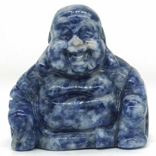 1.  4 " Natural Blue Spot Jasper Carved Maitreya Happy Laughing Buddha Figurine