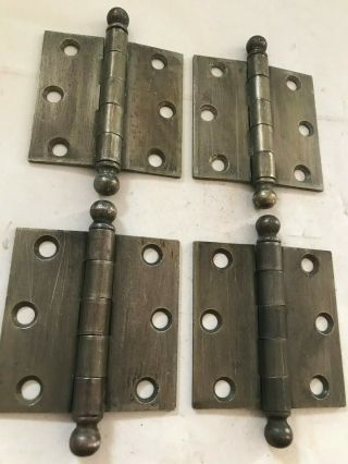 4 Antique Brass Plate Steel Cupboard Cabinet Door Window Ball Tip Pin 2.  5 " Hinge